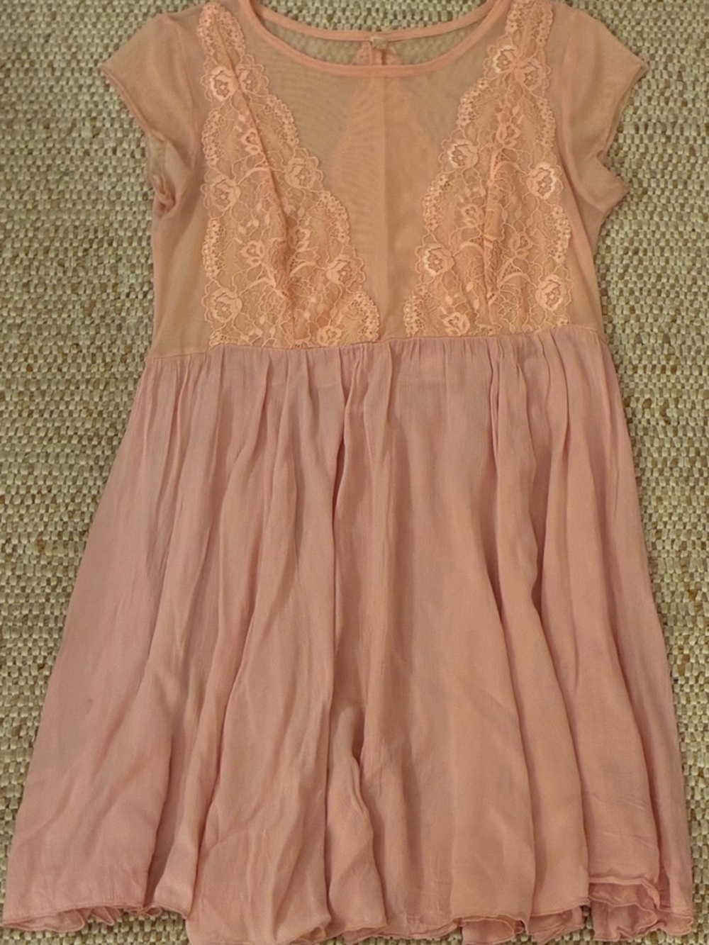 Free People Intimately Pink Lace Mini Dress Flowy Feminine Small Summer Shower
